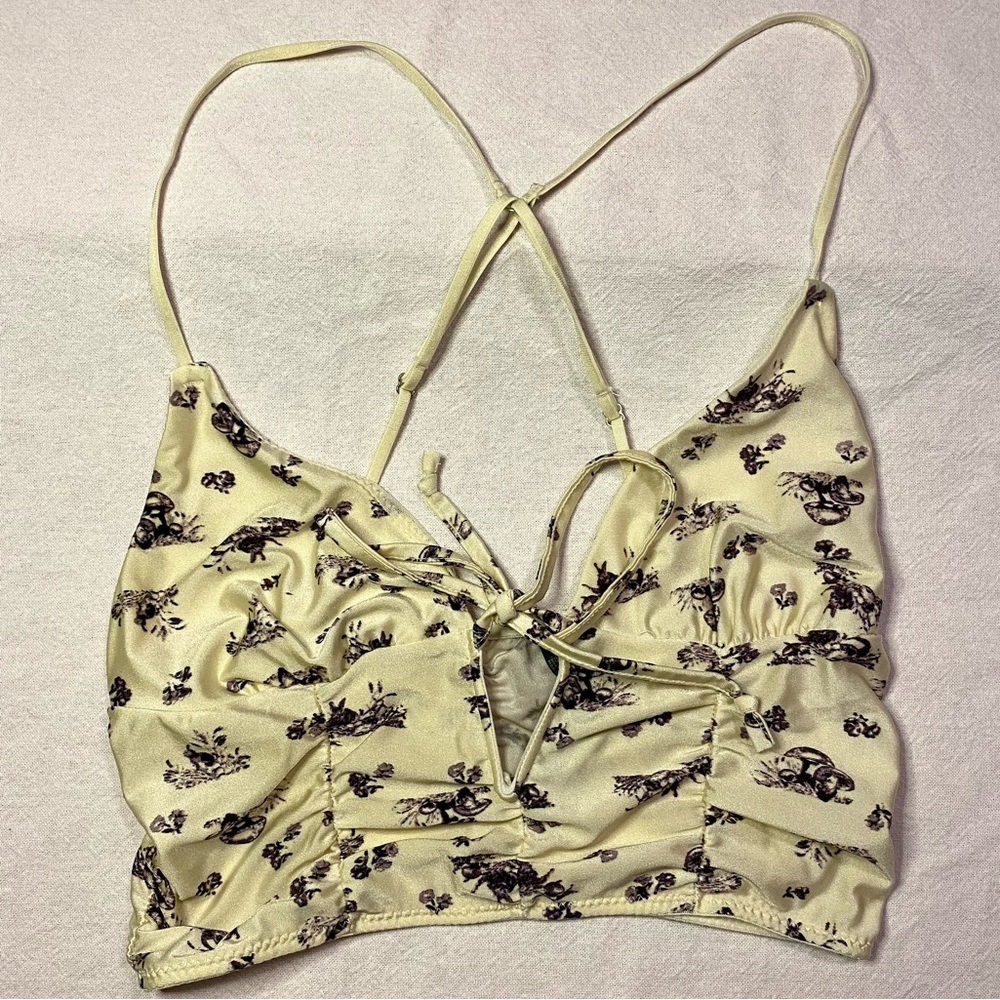 Urban Outfitters Out From Under Cream Rabbit And Mushroom Print Bralette Size M